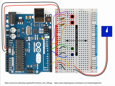 Virtual simulation of Arduino Uno connected to breadboad and servo circuit.