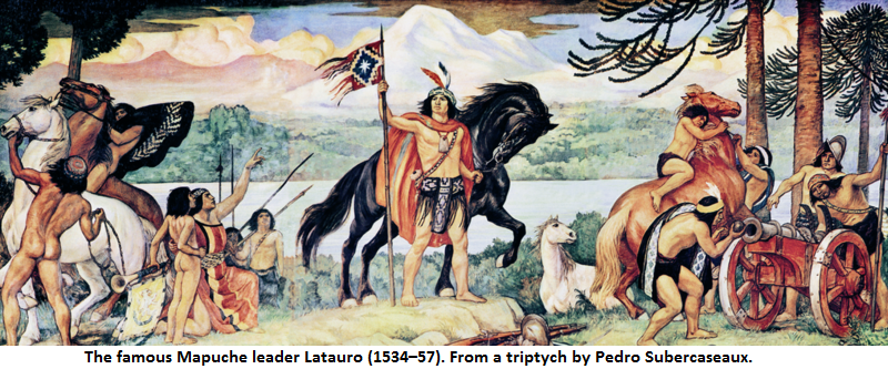 Triptych of "El joven Lautaro" by Pedro Subercaseaux