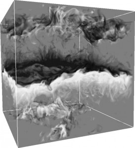 Density perturbations at the interface between semi-convective layers.